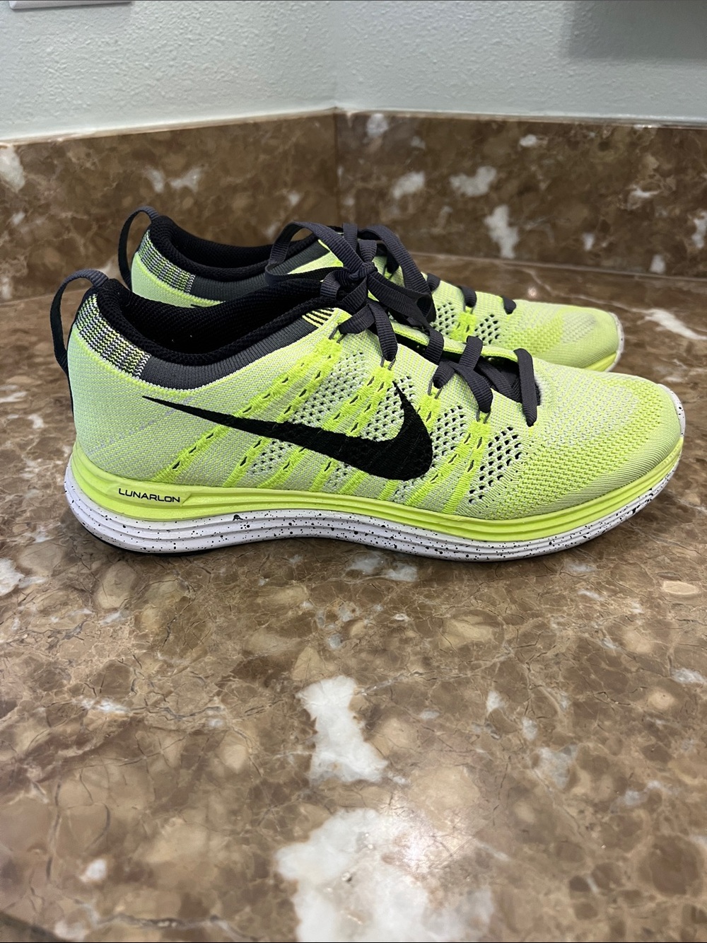 Nike Flyknit Running Shoe - Neon Yellow and Black Lunarlon